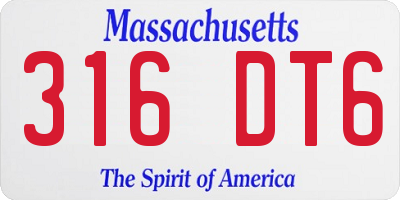 MA license plate 316DT6