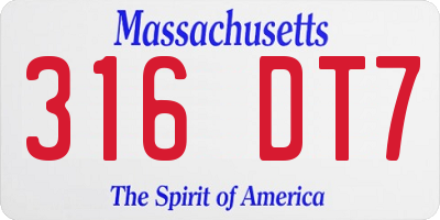 MA license plate 316DT7