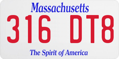 MA license plate 316DT8