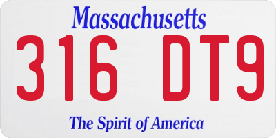 MA license plate 316DT9