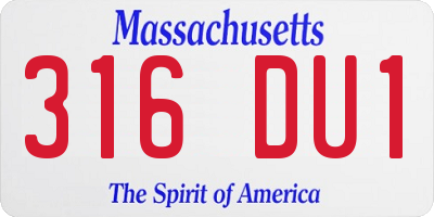MA license plate 316DU1