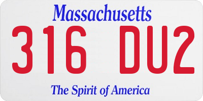 MA license plate 316DU2