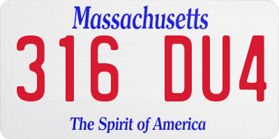 MA license plate 316DU4
