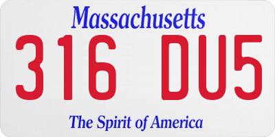 MA license plate 316DU5