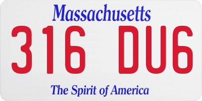 MA license plate 316DU6