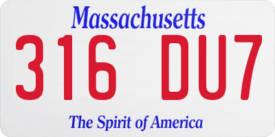 MA license plate 316DU7