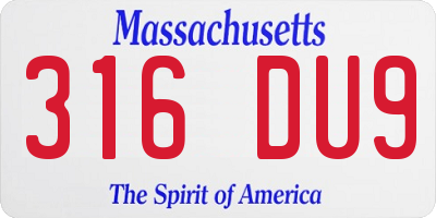 MA license plate 316DU9