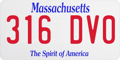 MA license plate 316DV0