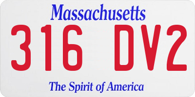 MA license plate 316DV2