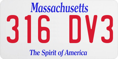 MA license plate 316DV3