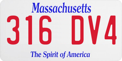 MA license plate 316DV4