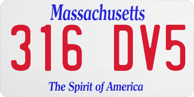 MA license plate 316DV5