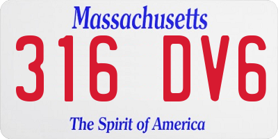 MA license plate 316DV6