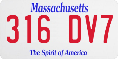 MA license plate 316DV7