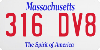 MA license plate 316DV8