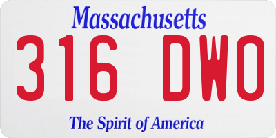 MA license plate 316DW0
