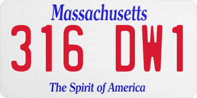 MA license plate 316DW1