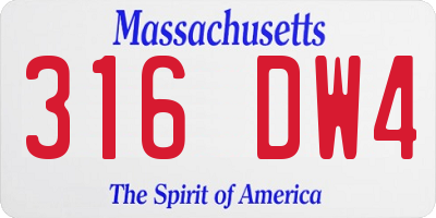 MA license plate 316DW4