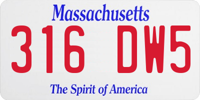 MA license plate 316DW5