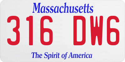 MA license plate 316DW6