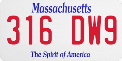 MA license plate 316DW9