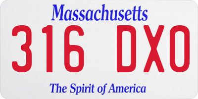 MA license plate 316DX0