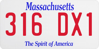 MA license plate 316DX1