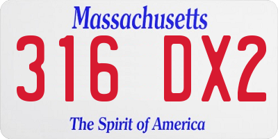 MA license plate 316DX2