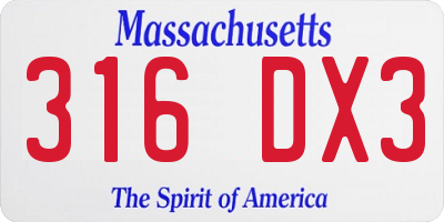 MA license plate 316DX3