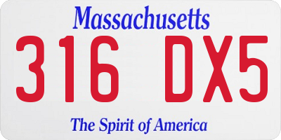 MA license plate 316DX5