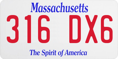 MA license plate 316DX6