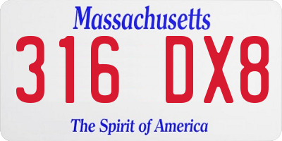 MA license plate 316DX8