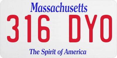 MA license plate 316DY0