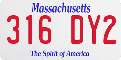 MA license plate 316DY2