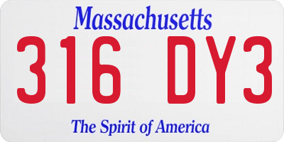 MA license plate 316DY3