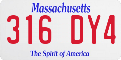 MA license plate 316DY4