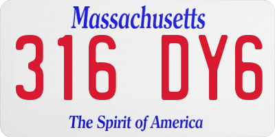MA license plate 316DY6