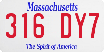 MA license plate 316DY7