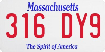 MA license plate 316DY9