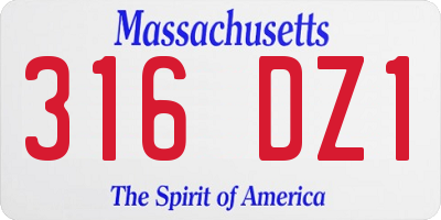 MA license plate 316DZ1