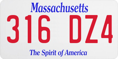 MA license plate 316DZ4