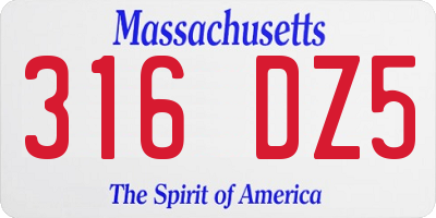 MA license plate 316DZ5