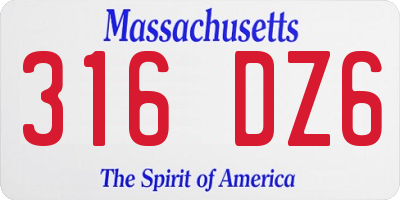 MA license plate 316DZ6