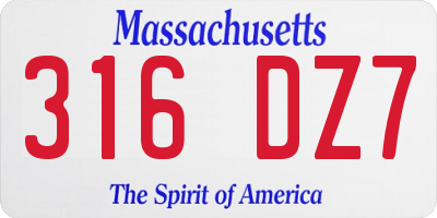MA license plate 316DZ7
