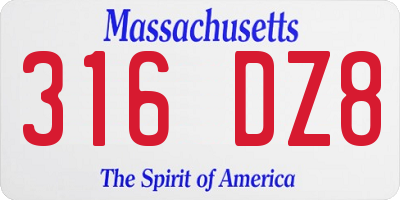 MA license plate 316DZ8