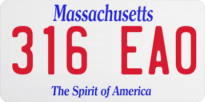MA license plate 316EA0