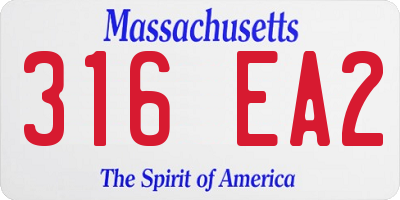 MA license plate 316EA2