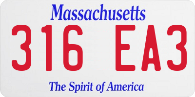 MA license plate 316EA3