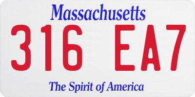 MA license plate 316EA7