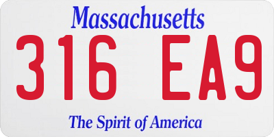 MA license plate 316EA9
